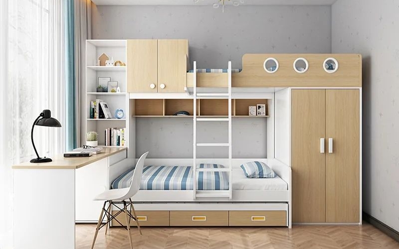 Giường tầng kết hợp bàn học  